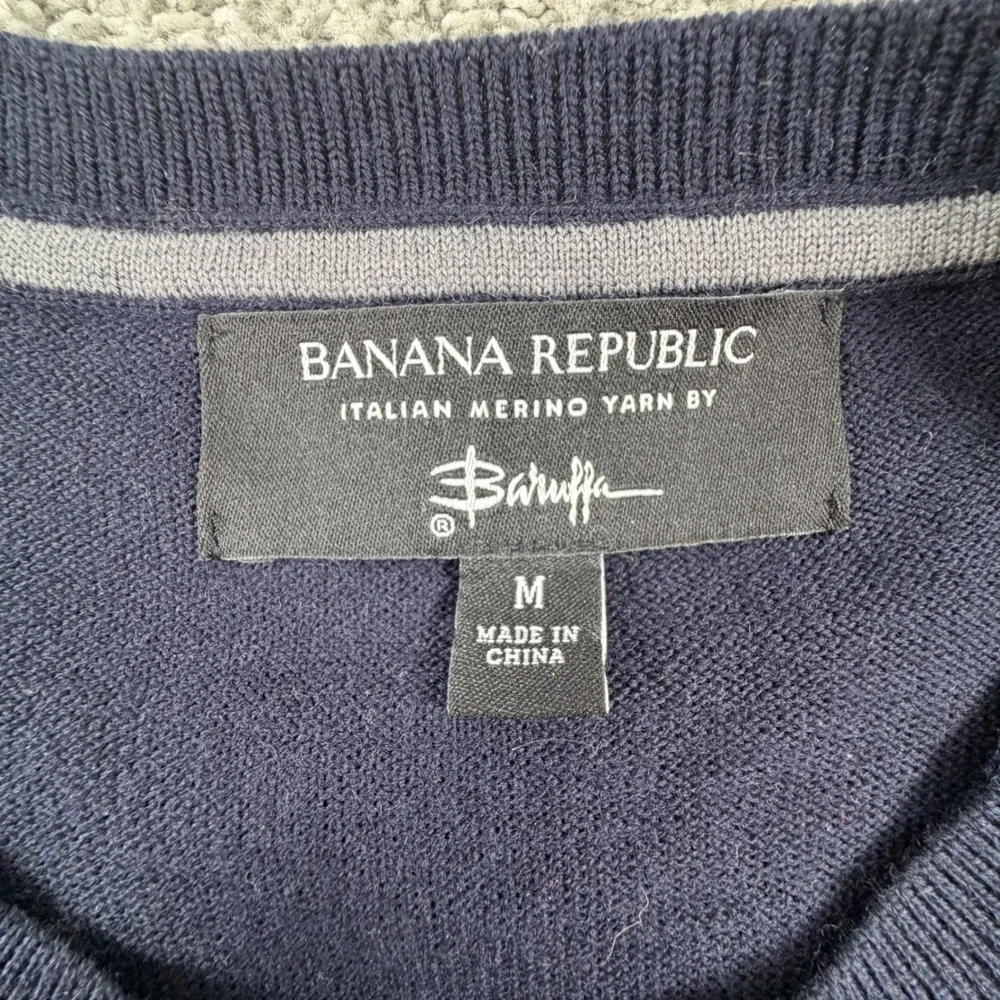Banana Republic Sweater Mens M Navy Blue Italian Merino Wool Crew Neck Baruffa